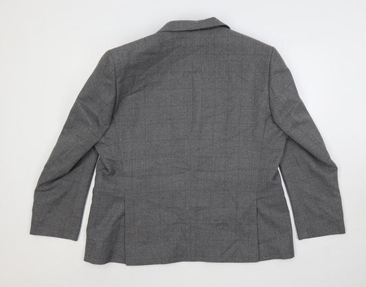 Marks and Spencer Mens Grey Plaid Polyester Jacket Sport Coat Size 46 Regular