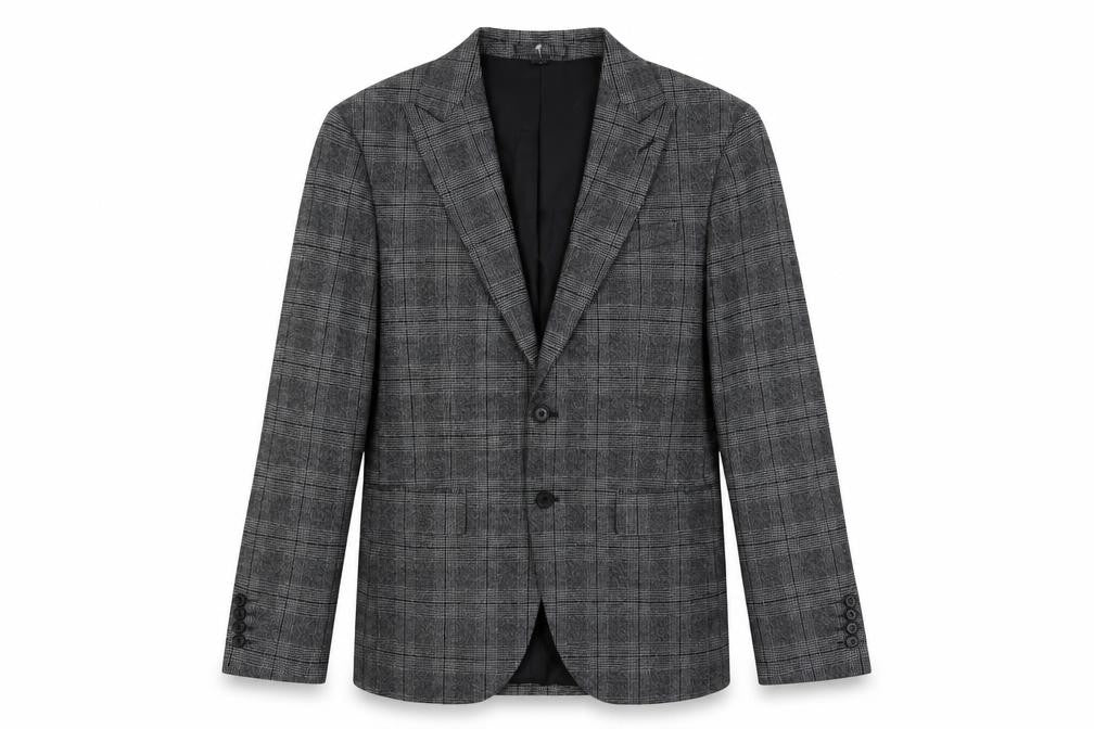 Marks and Spencer Mens Grey Plaid Polyester Jacket Suit Jacket Size 38 Regular