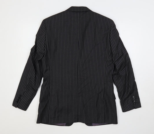NEXT Mens Grey Striped Wool Jacket Suit Jacket Size 38 Regular