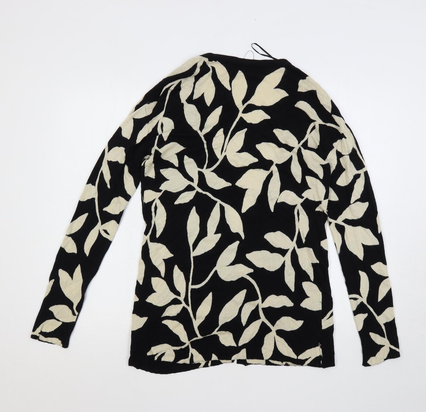 Marks and Spencer Womens Black V-Neck Geometric Viscose Cardigan Jumper Size XS - Open