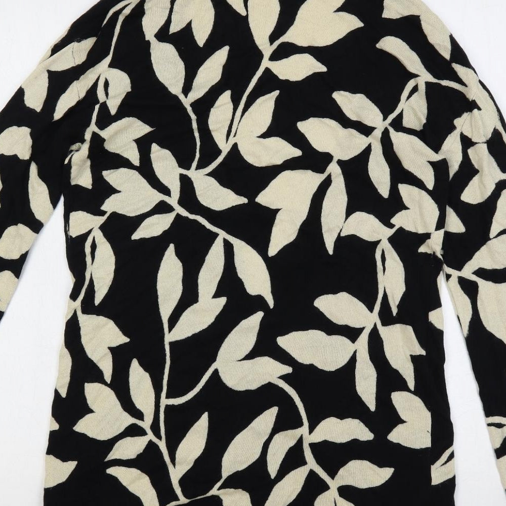 Marks and Spencer Womens Black V-Neck Geometric Viscose Cardigan Jumper Size XS - Open