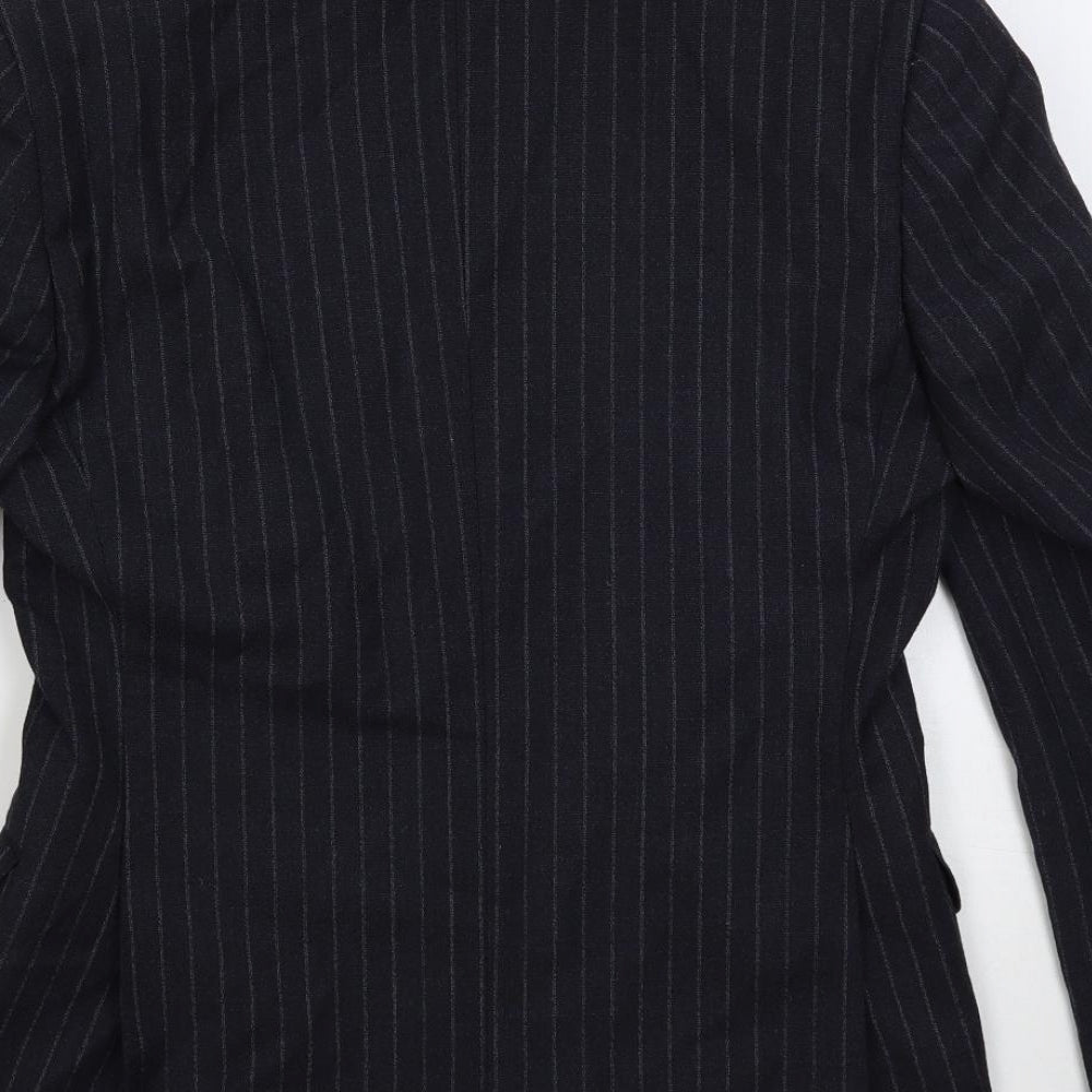 Moss 1851 Mens Blue Striped Wool Jacket Suit Jacket Size 34 Regular