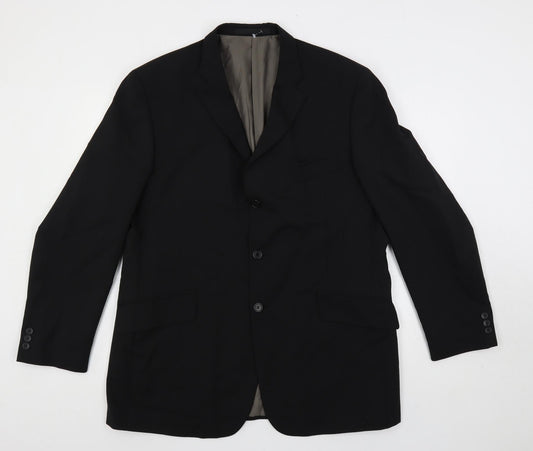 Marks and Spencer Mens Black Polyester Jacket Suit Jacket Size 44 Regular