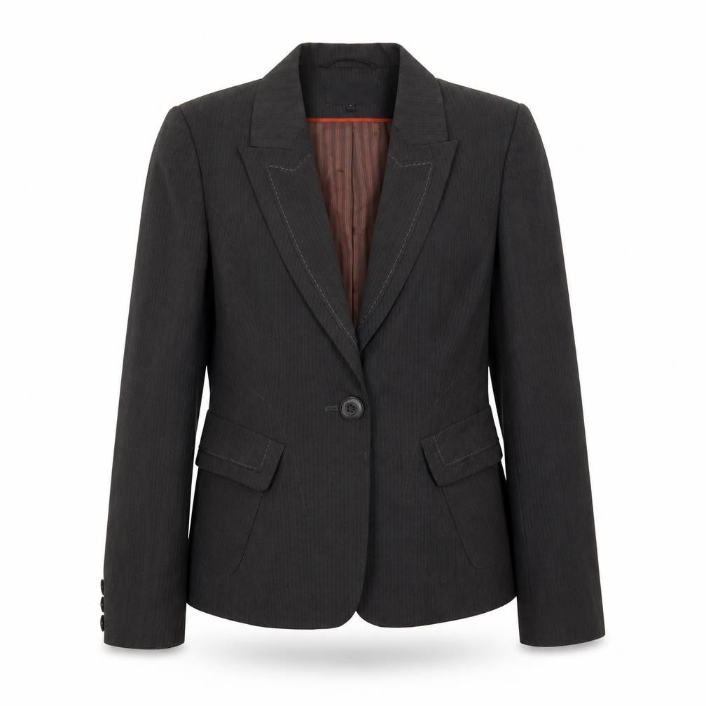 Next Womens Grey Striped Jacket Blazer Size 12 Button