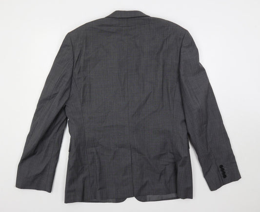 French Connection Mens Grey Striped Wool Jacket Suit Jacket Size 42 Regular