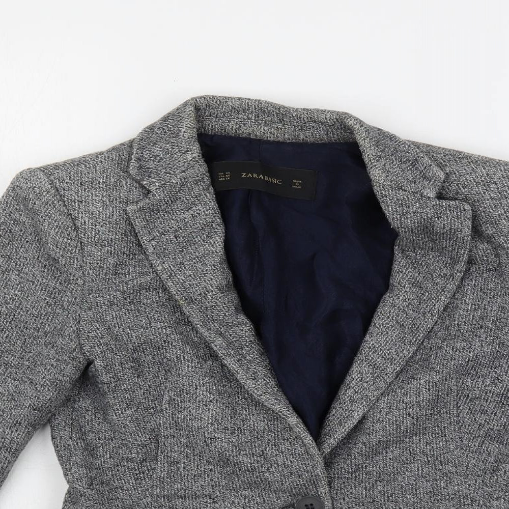 Zara Womens Grey Jacket Blazer Size XS Button - Elbow Patches