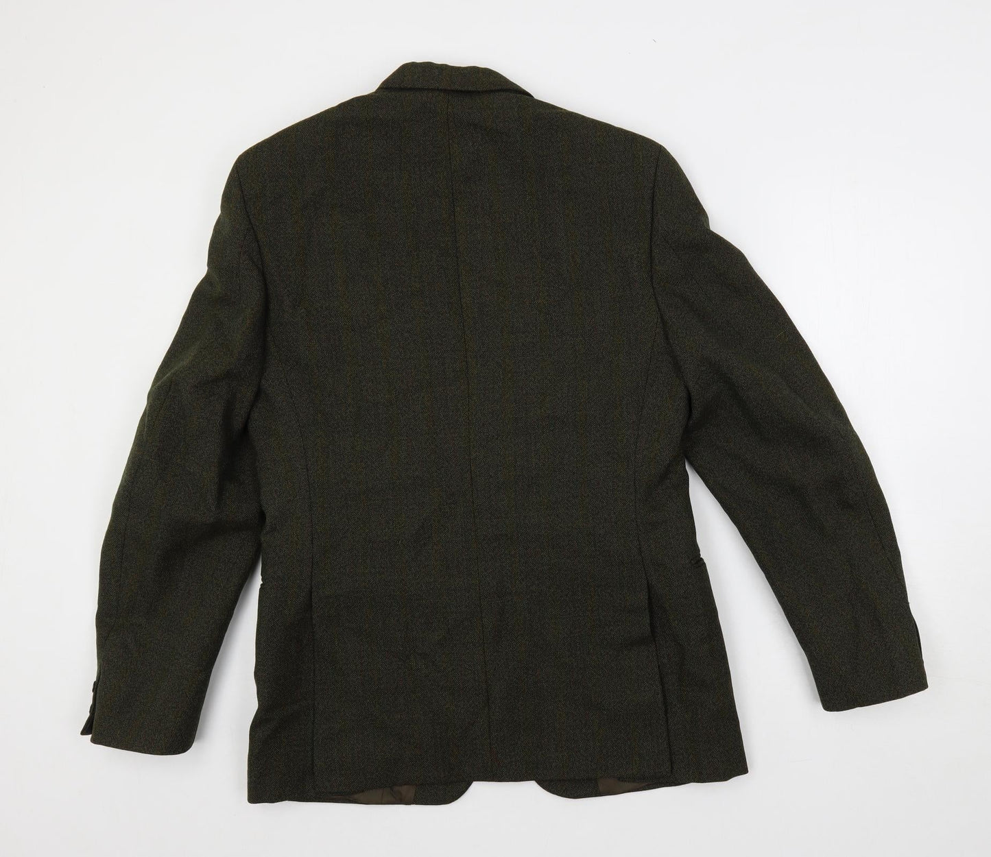 Burton Mens Green Striped Wool Jacket Blazer Size 36 Regular