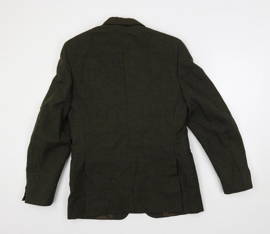 Burton Mens Green Striped Wool Jacket Blazer Size 36 Regular