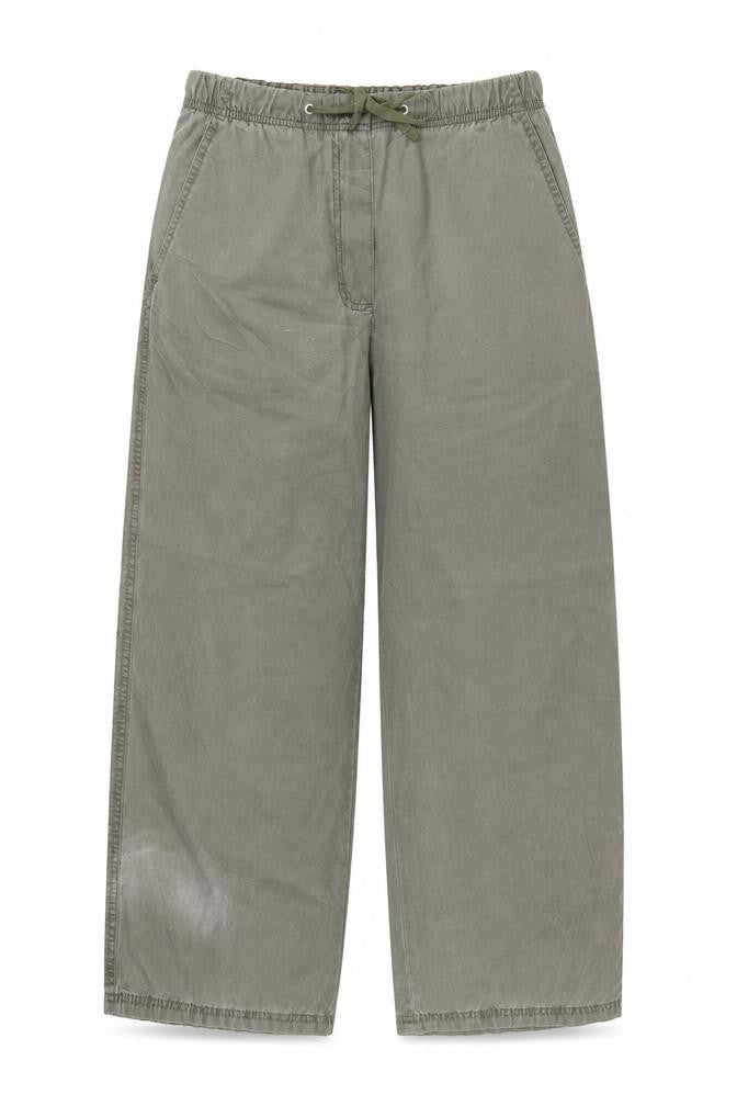 Marks and Spencer Womens Green Cotton Carrot Trousers Size 10 L26 in Regular Drawstring - Elasticated Waist