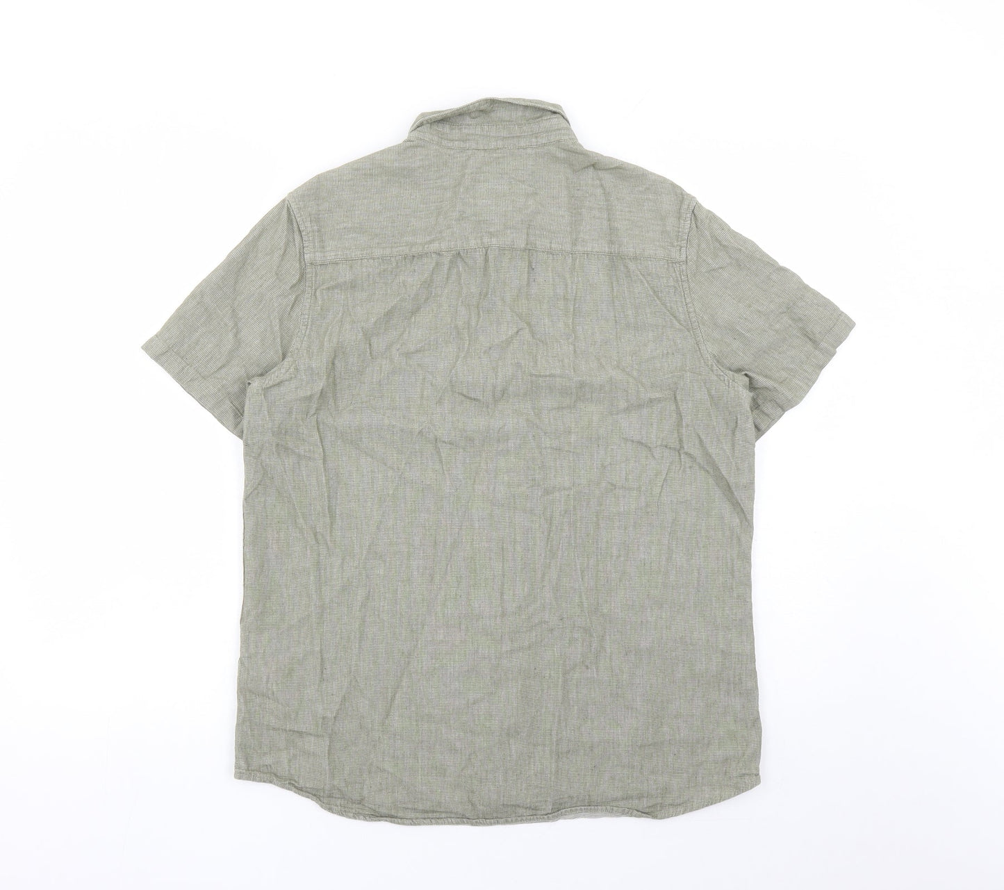 Burton Mens Green Cotton Button-Up Size L Collared Button