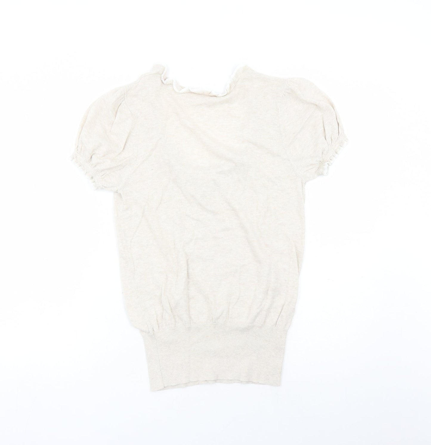 Miss Selfridge Womens Beige Round Neck Cotton Pullover Jumper Size 14
