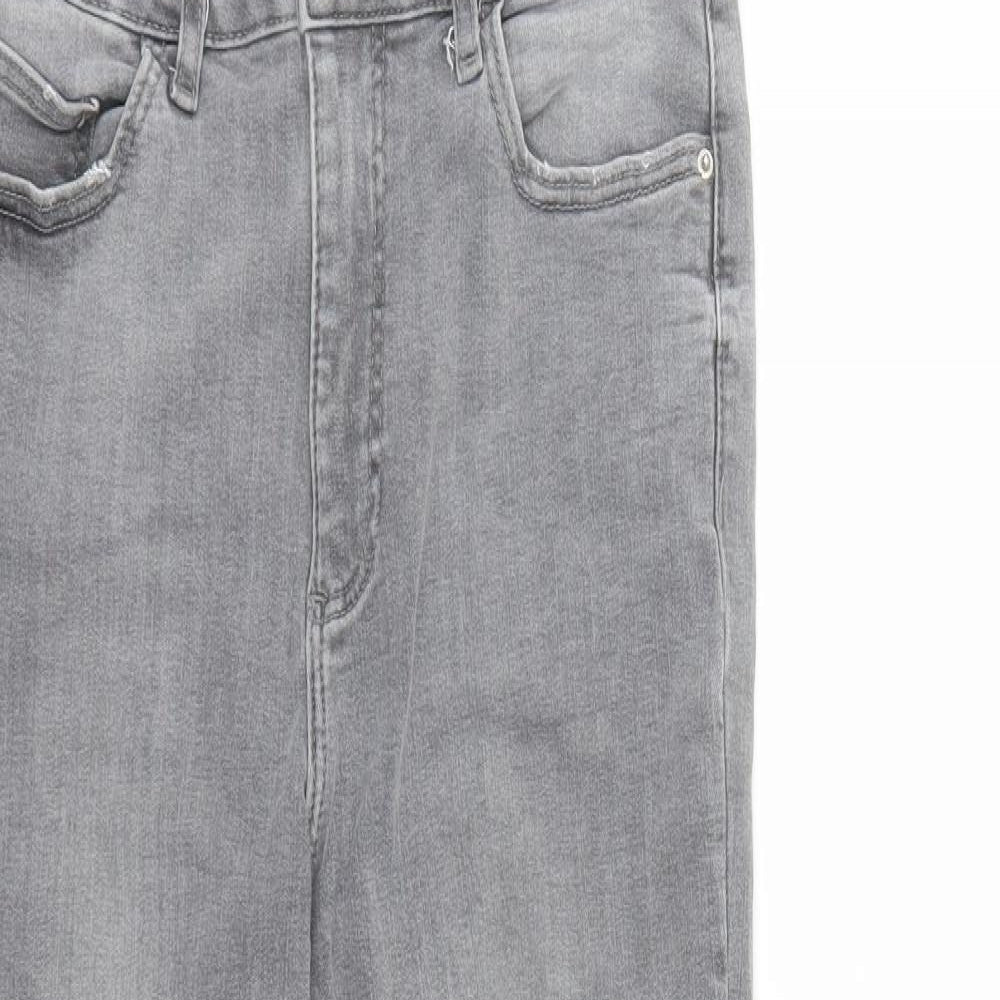 Denim & Co. Womens Grey Cotton Skinny Jeans Size 12 L27 in Regular Zip