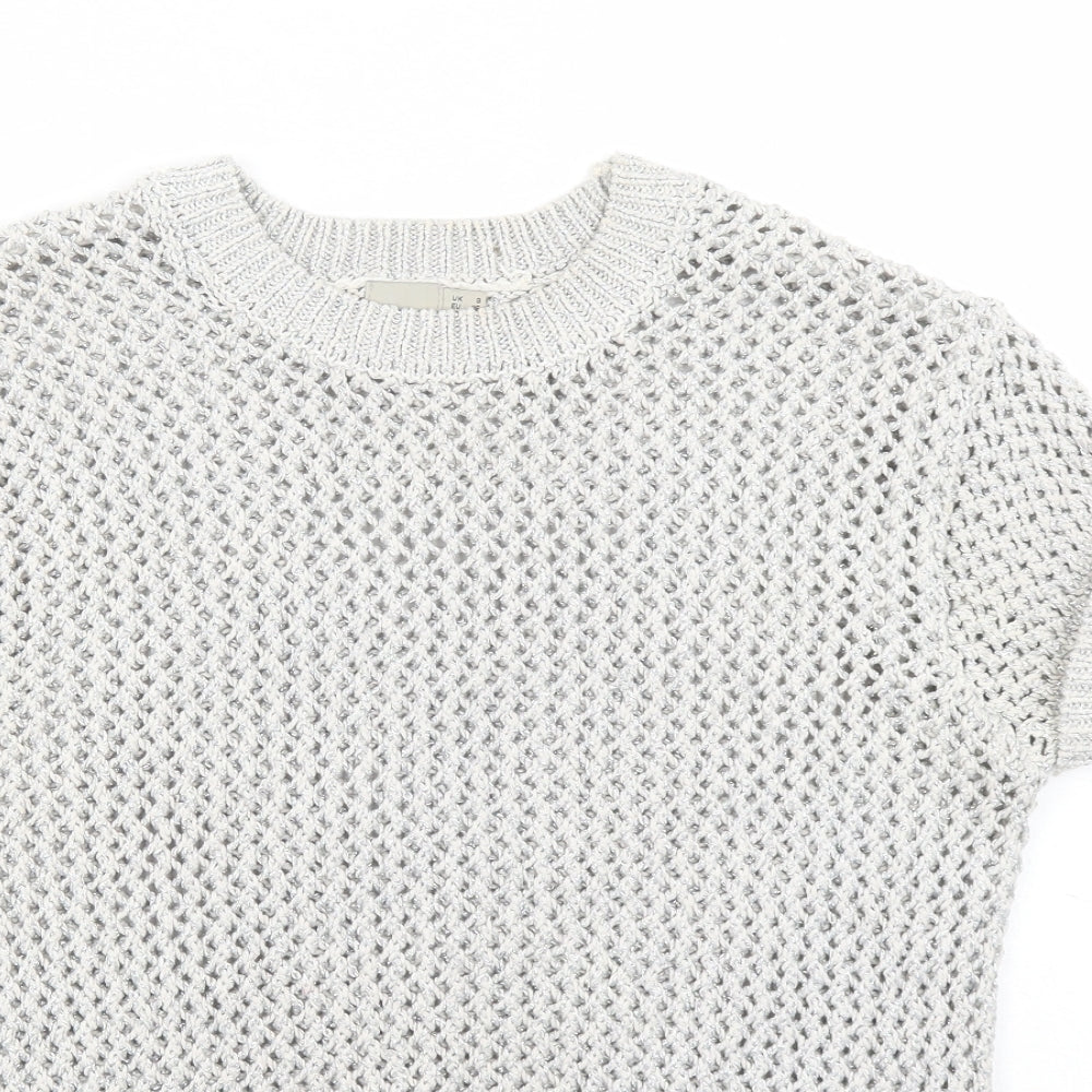 ASOS Womens Silver Round Neck Cotton Pullover Jumper Size 8