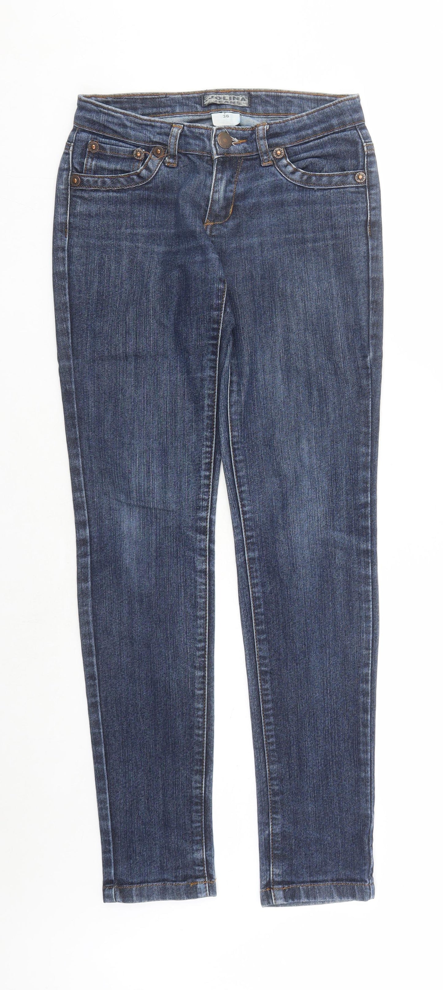 Jolina Womens Blue Cotton Straight Jeans Size 28 in L31 in Regular Zip