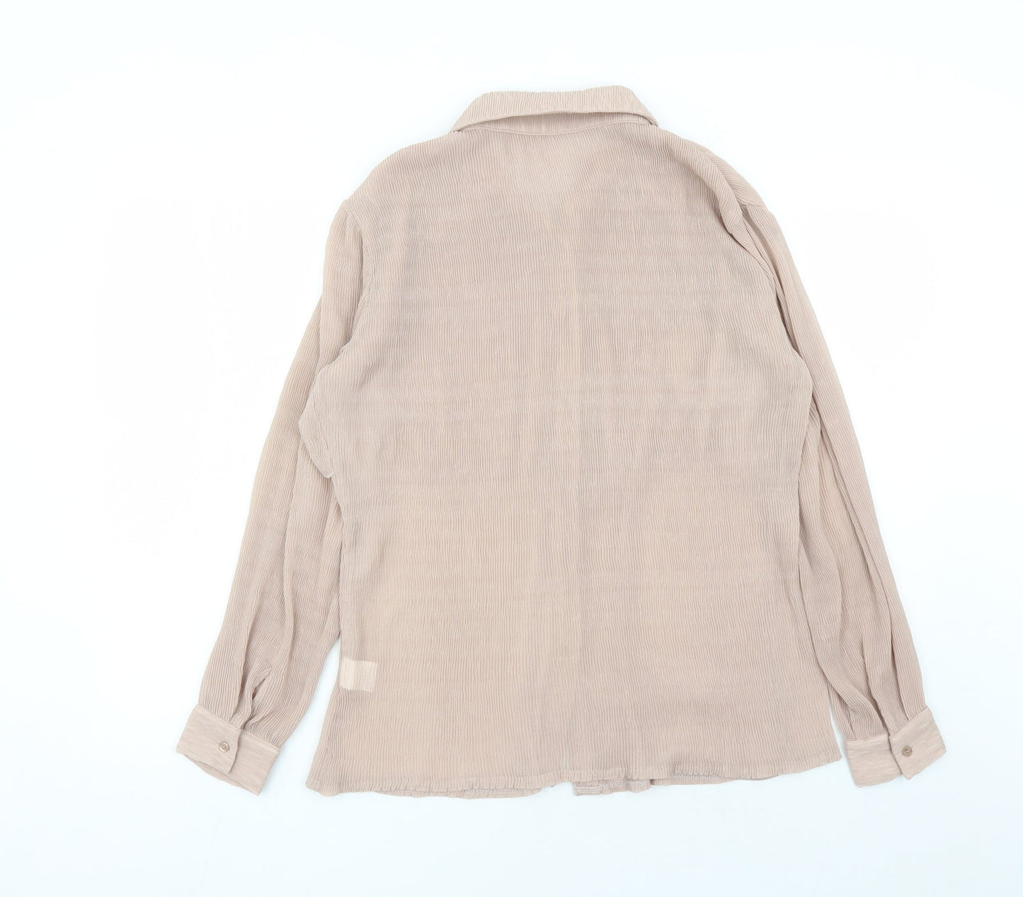 Glamorous Womens Beige Polyester Basic Button-Up Size 8 Collared