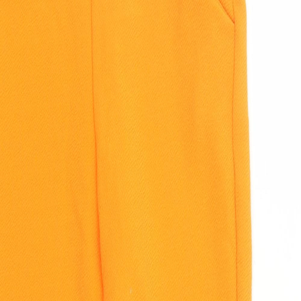 PRETTYLITTLETHING Womens Orange Polyester Carrot Trousers Size 10 L27 in Regular - Elasticated Waist