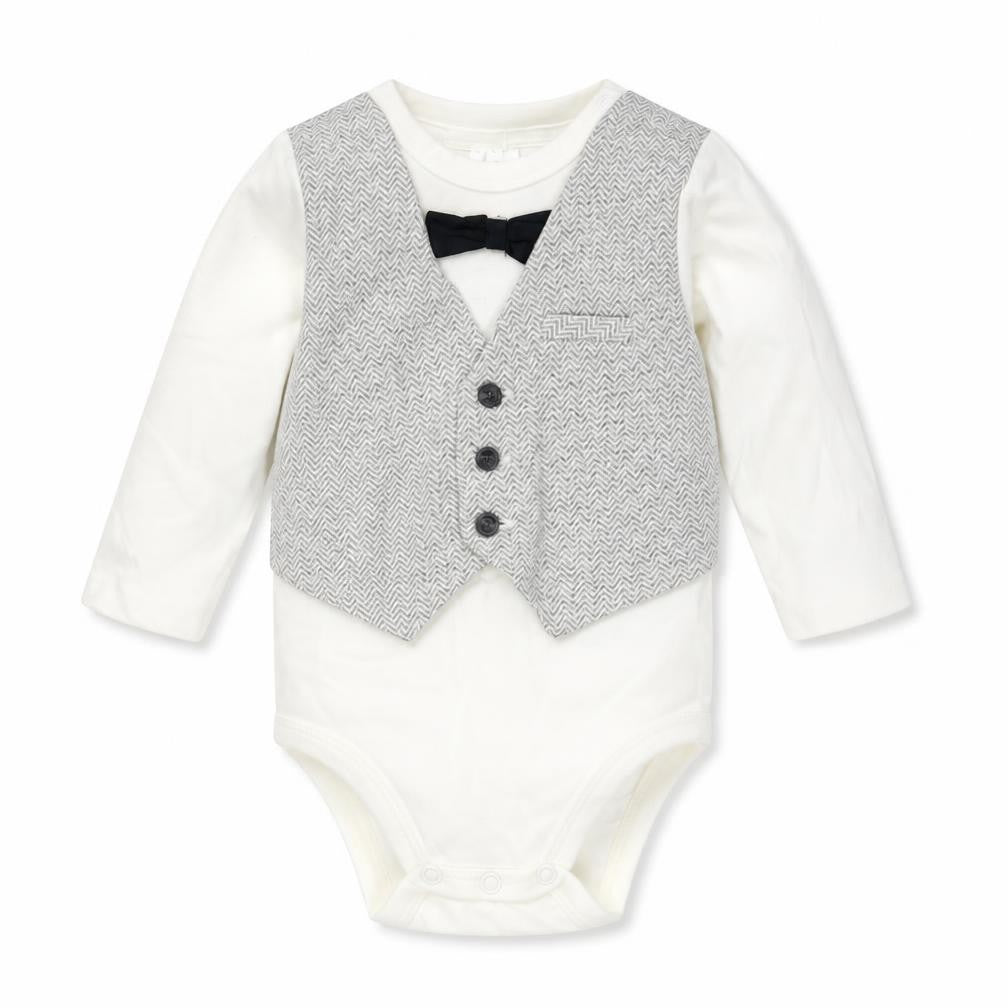 H&M Boys Multicoloured Cotton Babygrow One-Piece Size 3-6 Months Snap - Waistcoat Bow