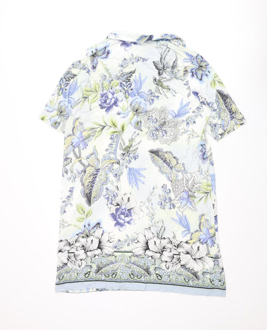 Riani Womens Multicoloured Floral Viscose Shift Size 16 Collared Pullover