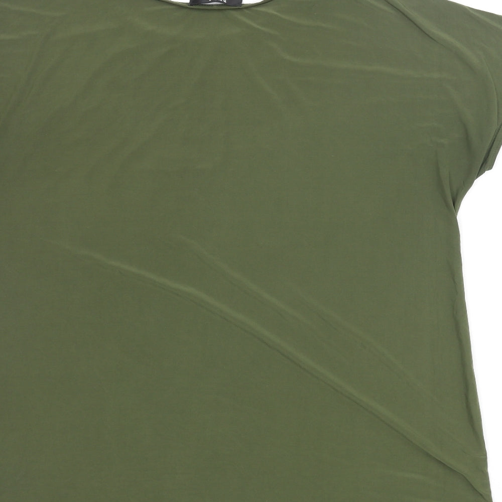 Nicole Womens Green Polyester Basic T-Shirt Size M Round Neck