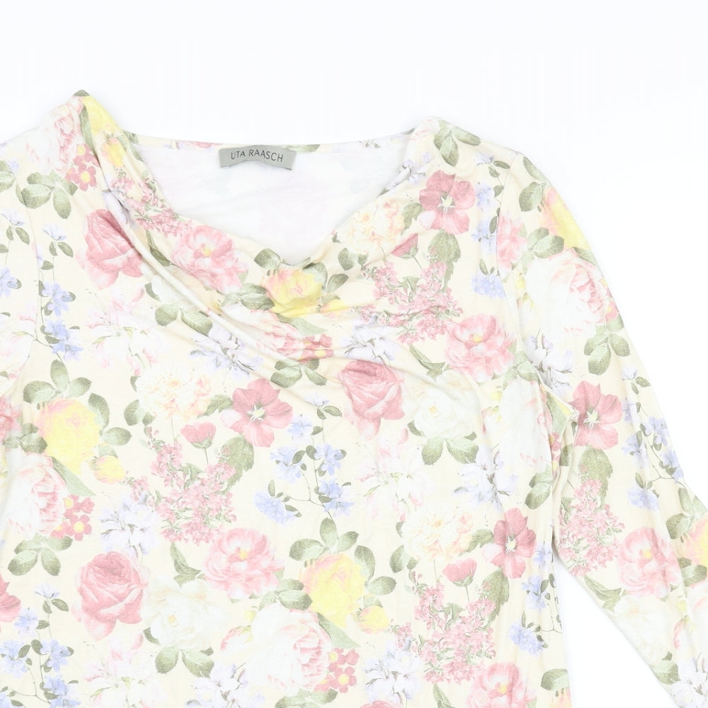 Uta Raasch Womens Multicoloured Floral Viscose Basic Blouse Size 16 Cowl Neck
