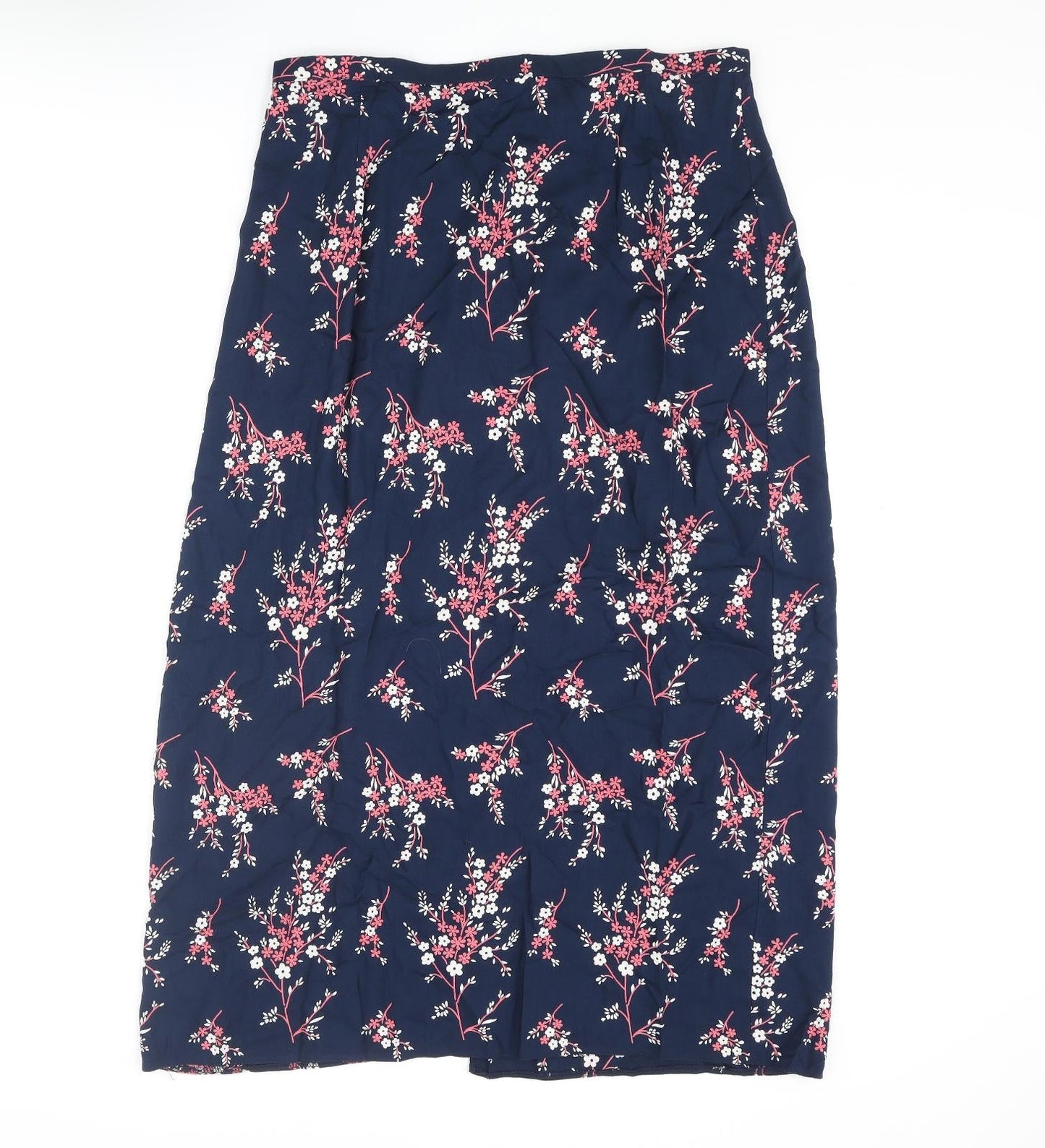Benhannah Womens Blue Floral Polyester Wrap Skirt Size 16 Button