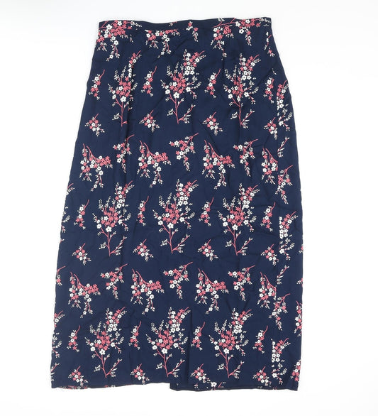 Benhannah Womens Blue Floral Polyester Wrap Skirt Size 16 Button