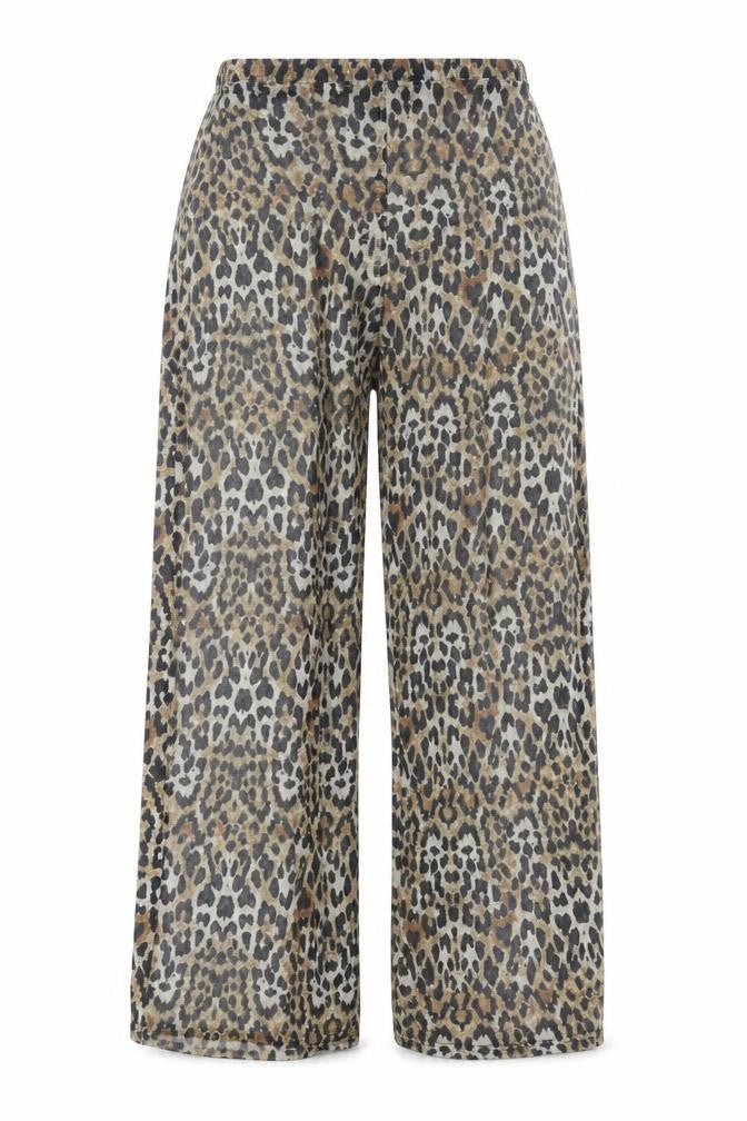 Missguided Womens Beige Animal Print Polyester Trousers Size 4 L32 in Regular - Leopard Print Semi Sheer