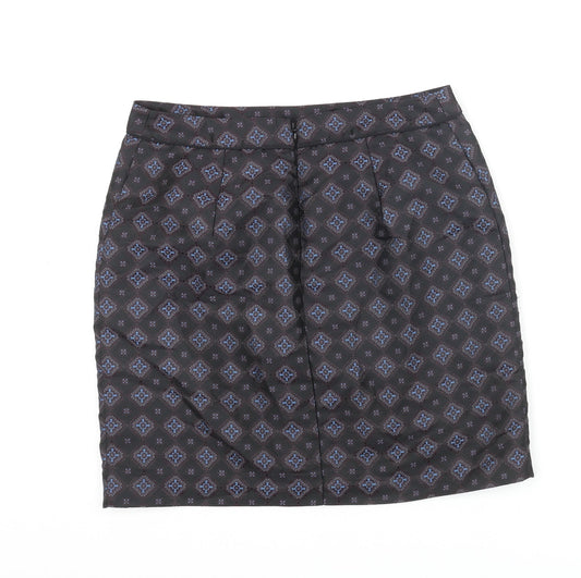 Warehouse Womens Black Geometric Polyester Straight & Pencil Skirt Size 10 Zip
