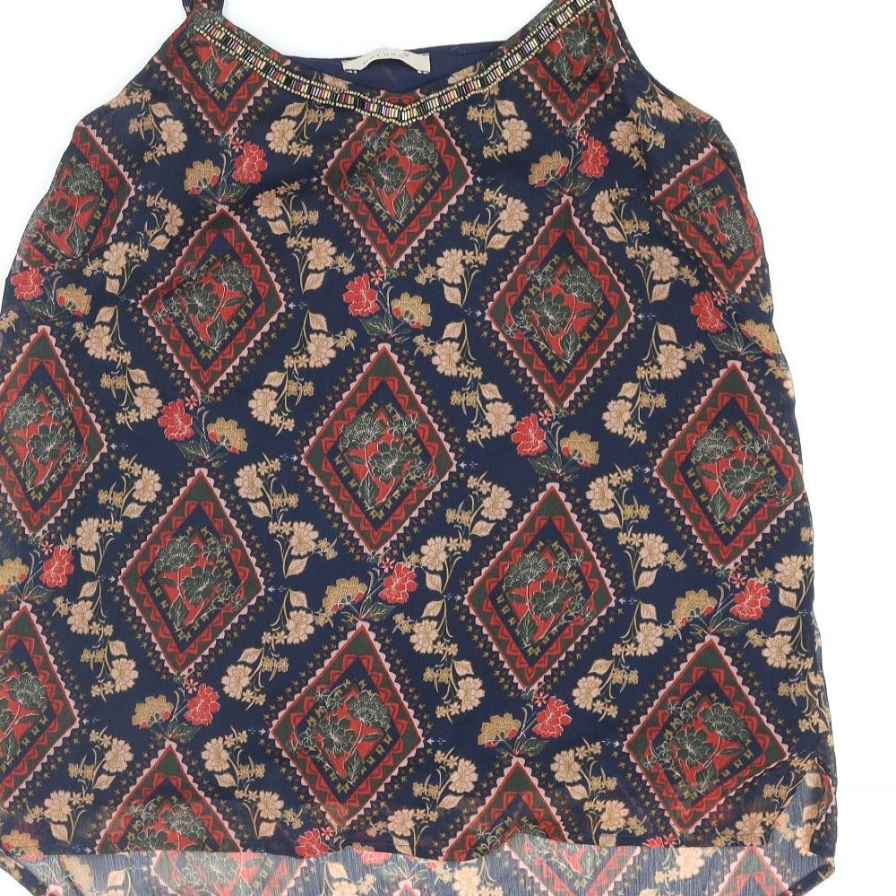 Per Una Womens Multicoloured Geometric Polyester Camisole Blouse Size 10 Scoop Neck - Sequin