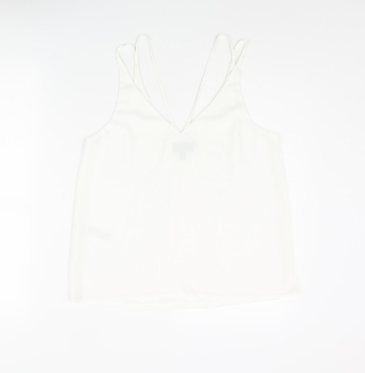 Topshop Womens White Polyester Camisole Blouse Size 10 V-Neck