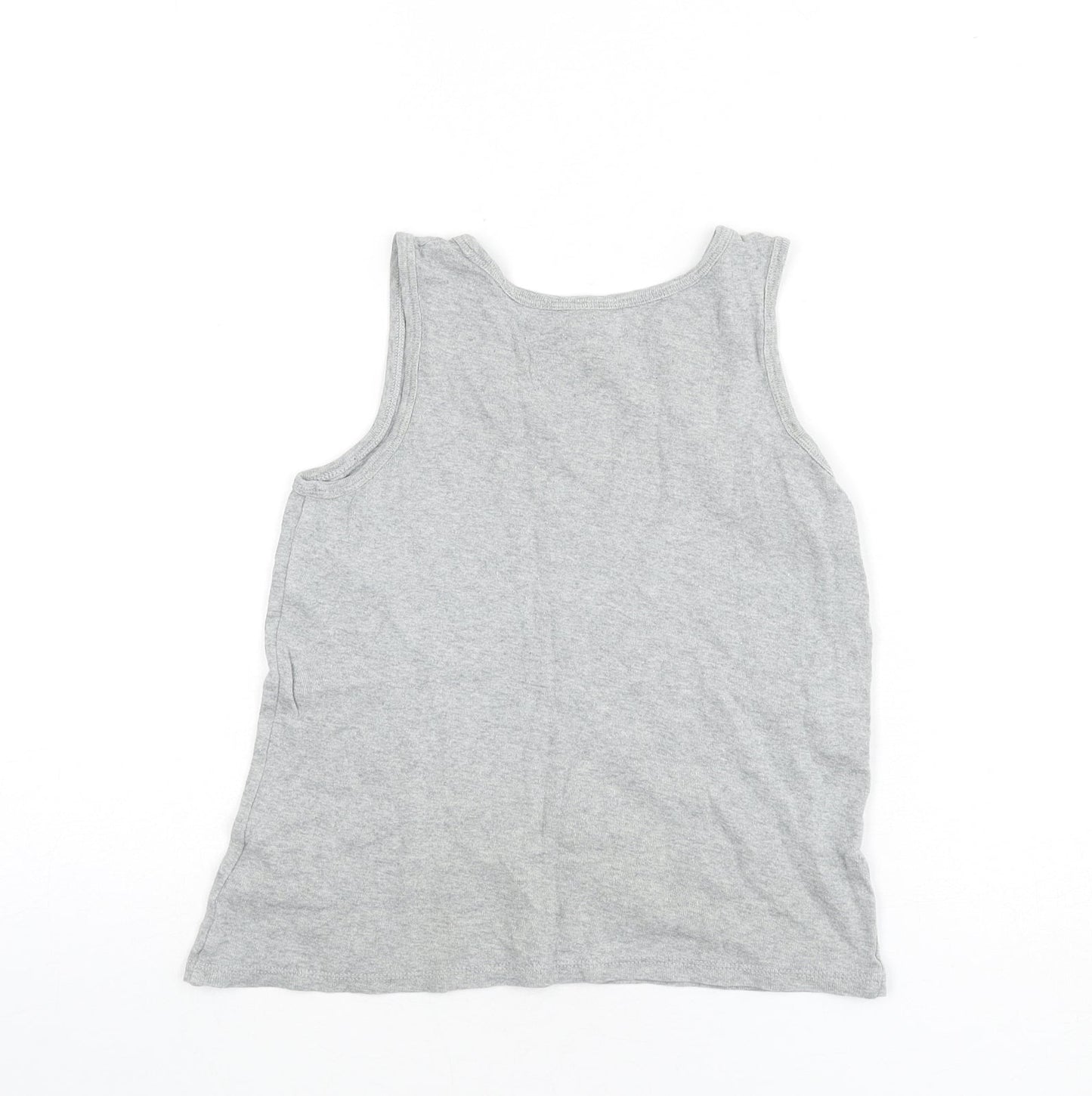 Marks and Spencer Boys Grey 100% Cotton Basic Tank Size 9-10 Years Round Neck Pullover