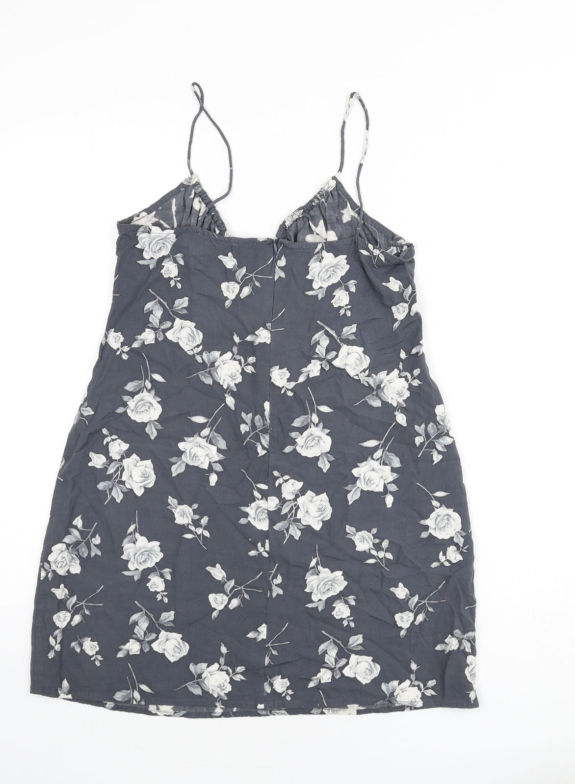 Motel Womens Grey Floral Viscose Mini Size S V-Neck Zip