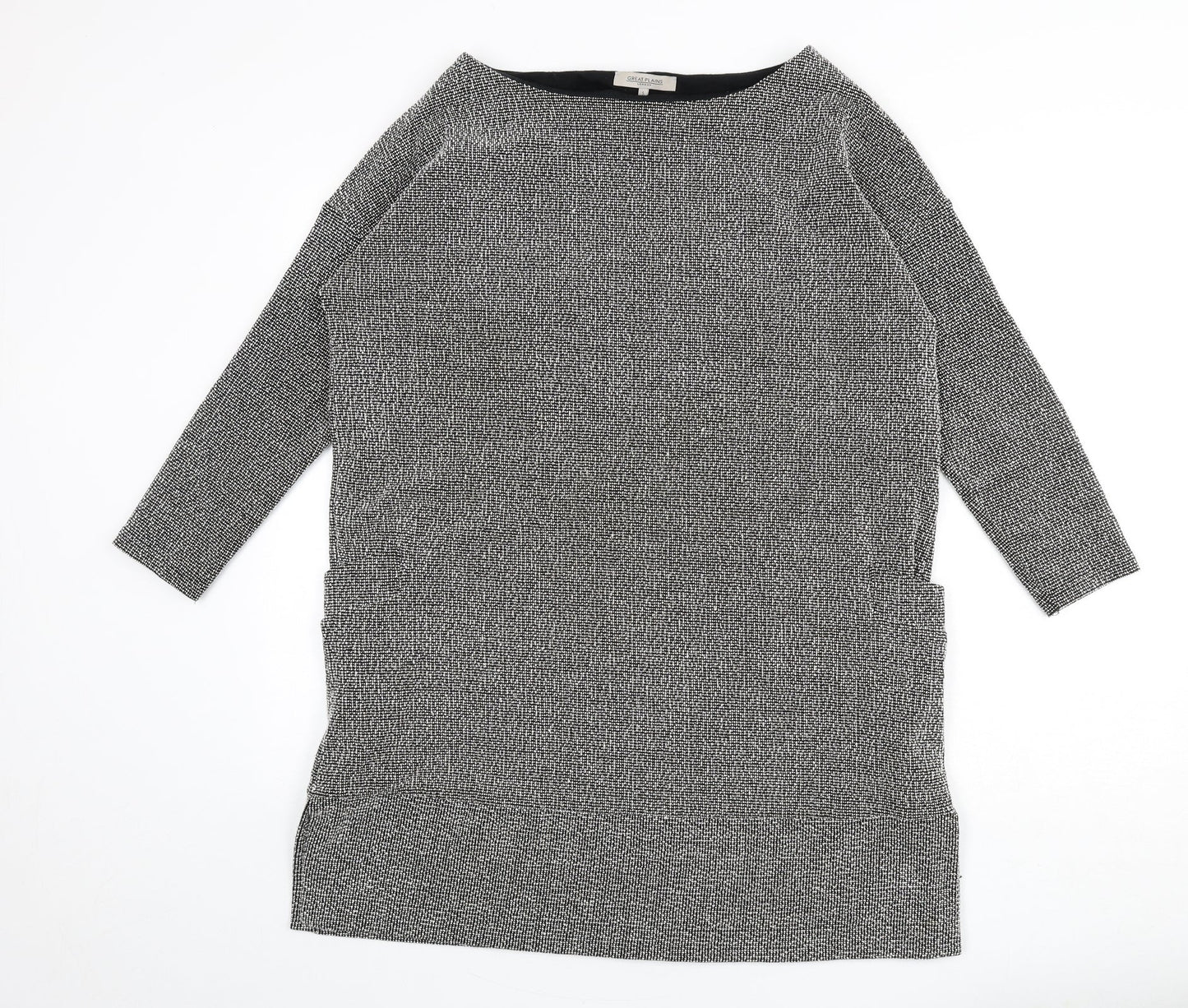 Great Plains Womens Black Geometric Polyester Jumper Dress Size S Boat Neck Pullover