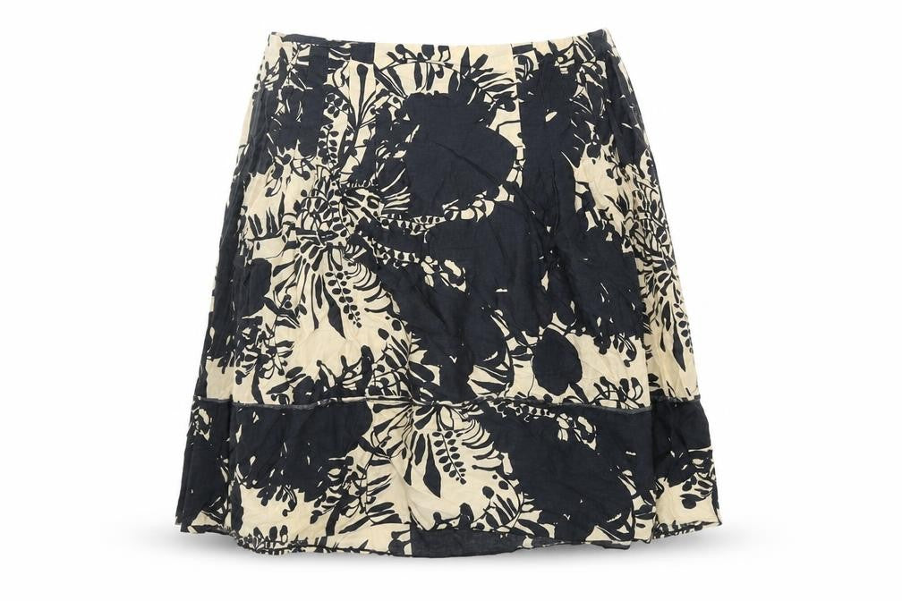 Topshop Womens Black Geometric Cotton Flare Skirt Size 12 Zip - Leaf Print