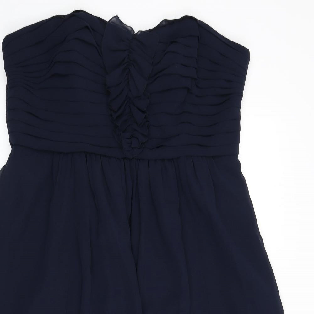 Debut Womens Blue Polyester Fit & Flare Size 16 Off the Shoulder Zip