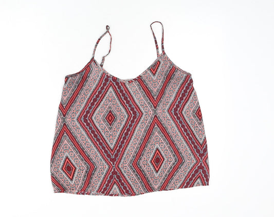 Hollister Womens Multicoloured Geometric Polyester Camisole Tank Size S V-Neck
