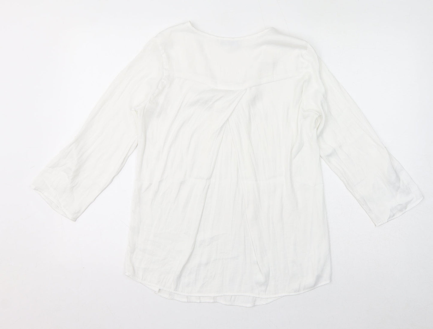 Stradivarius Womens White Polyester Basic Blouse Size XS V-Neck