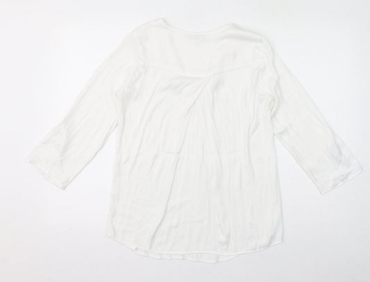 Stradivarius Womens White Polyester Basic Blouse Size XS V-Neck