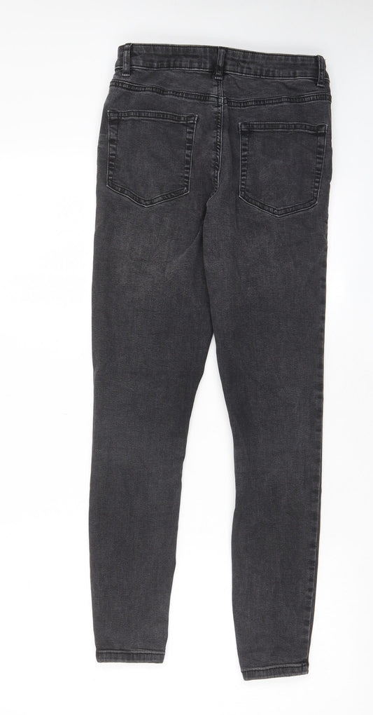 Denim & Co. Womens Grey Cotton Skinny Jeans Size 10 L27 in Regular Zip - Pockets, Belt Loops