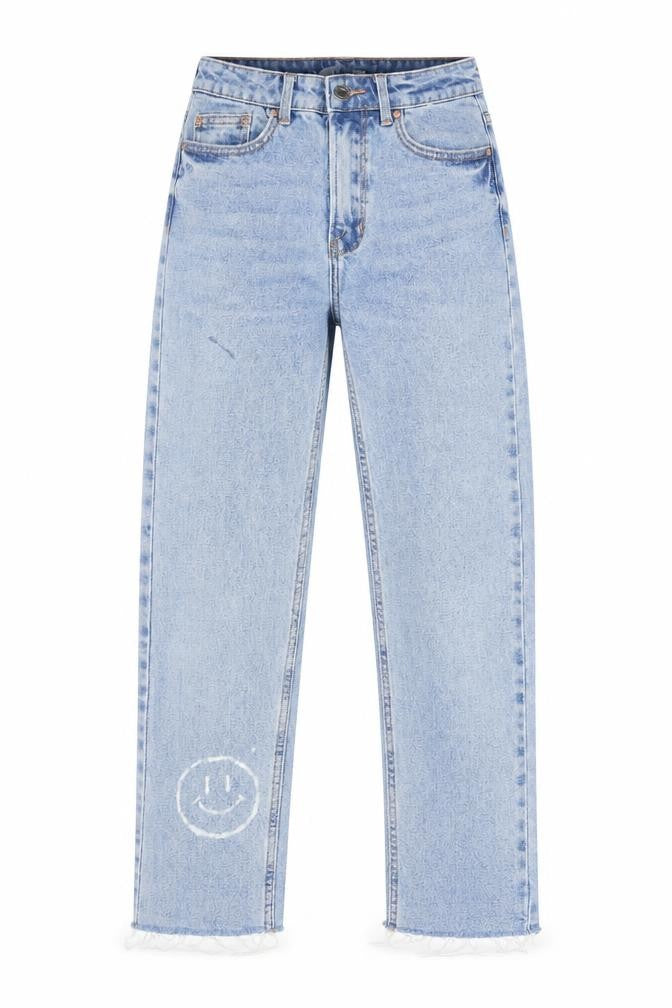Denim & Co. Womens Blue Cotton Straight Jeans Size 4 L26 in Regular Zip - Pockets, Belt Loops