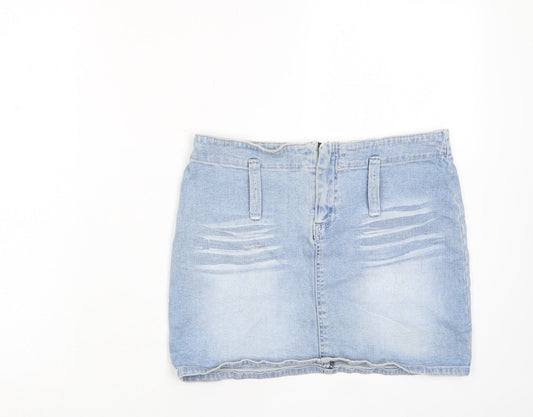 Tom Wolfe Womens Blue Cotton A-Line Skirt Size 28 in Zip - Glitter