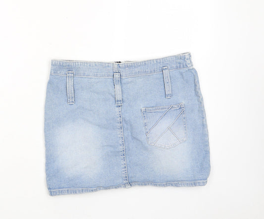 Tom Wolfe Womens Blue Cotton A-Line Skirt Size 28 in Zip - Glitter