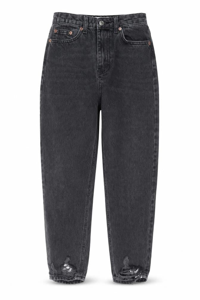 Topshop Womens Grey Cotton Mom Jeans Size 26 in L30 in Regular Zip - Pockets, Belt Loops