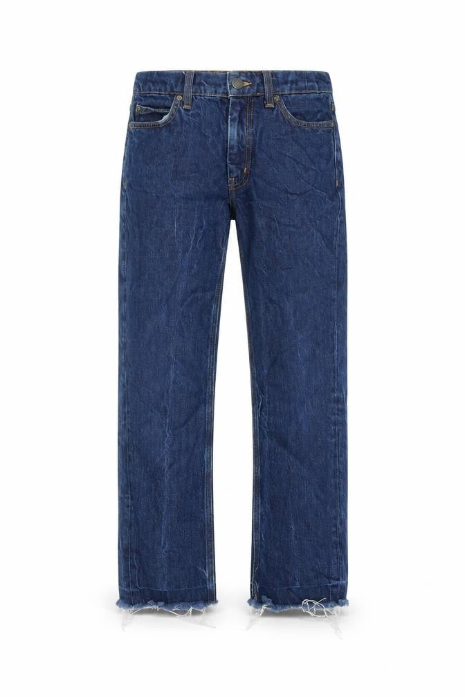 M.i.h Jeans Womens Blue Cotton Straight Jeans Size 26 in L26 in Regular Zip - Raw Hems