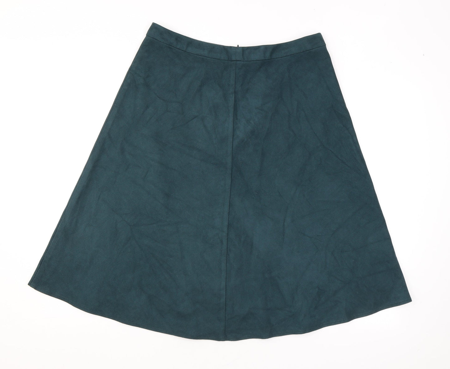 Marks and Spencer Womens Green Polyester Swing Skirt Size 14 Zip