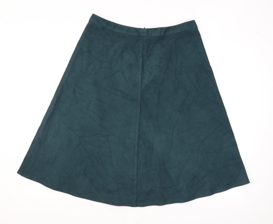 Marks and Spencer Womens Green Polyester Swing Skirt Size 14 Zip
