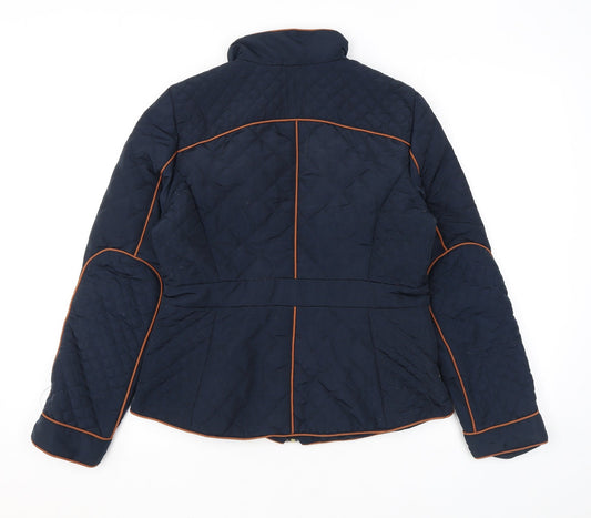 H&M Womens Blue Quilted Coat Size 12 Zip