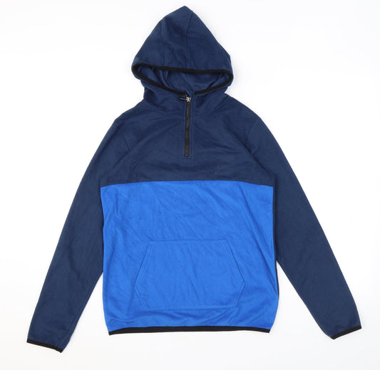 Glacier Point Boys Blue Colourblock Polyester Pullover Hoodie Size 12 Years Zip