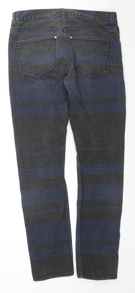 H&M Mens Black Striped Cotton Skinny Jeans Size 31 in L32 in Regular Zip