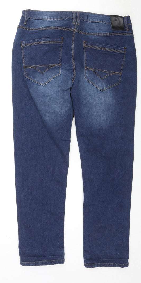 Luke Womens Blue Cotton Straight Jeans Size 38 in L30 in Regular Zip